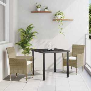 vidaXL Set de masă pentru grădină cu pernă 3 pcs Bej Rattan poli imagine
