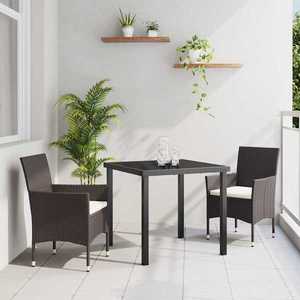 vidaXL Set de masă pentru grădină cu pernă 3 pcs Maro Rattan poli imagine