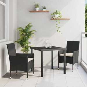 vidaXL Set de masă pentru grădină cu pernă 3 pcs Negru Rattan poli imagine