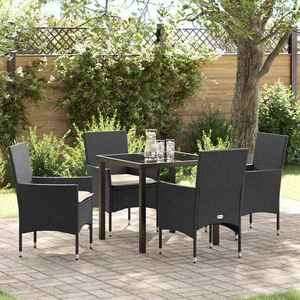 vidaXL Set de masă pentru grădină cu pernă 5 pcs Negru Rattan poli imagine