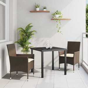 vidaXL Set de masă pentru grădină cu pernă 3 pcs Maro Rattan poli imagine
