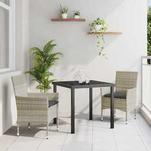 vidaXL Set de masă pentru grădină 3 pcs Gri deschis Rattan poli imagine
