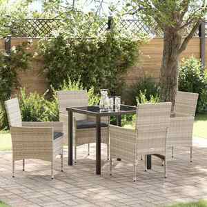 vidaXL Set de masă pentru grădină 5 pcs Gri deschis Rattan poli imagine