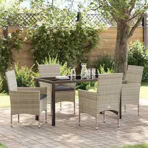 vidaXL Set de masă pentru grădină 5 pcs Gri deschis Rattan poli imagine