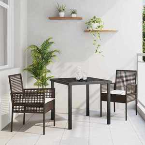 vidaXL Set de masă pentru grădină cu pernă 3 pcs Maro Rattan poli imagine