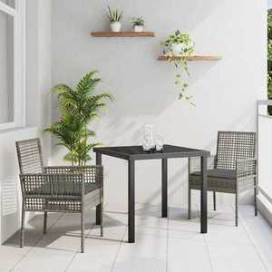 vidaXL Set de masă pentru grădină cu pernă 3 pcs Gri Rattan poli imagine