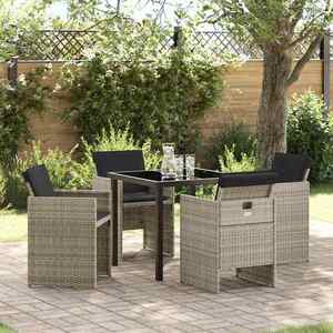vidaXL Set de masă pentru grădină 5 pcs Gri deschis Rattan poli imagine