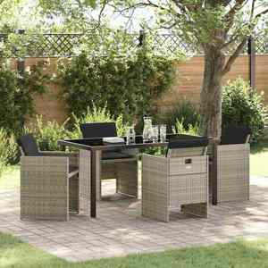 vidaXL Set de masă pentru grădină 5 pcs Gri deschis Rattan poli imagine