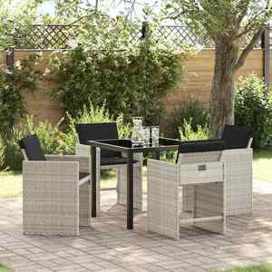 vidaXL Set de masă pentru grădină 5 pcs Gri deschis Rattan poli imagine