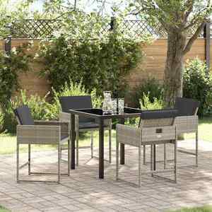 vidaXL Set de masă pentru grădină 5 pcs Gri deschis Rattan poli imagine