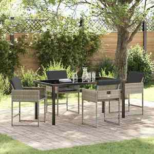 vidaXL Set de masă pentru grădină 5 pcs Gri deschis Rattan poli imagine