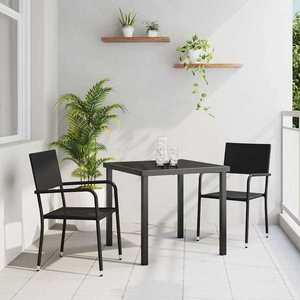vidaXL Set de masă pentru grădină 3 pcs Negru Rattan poli imagine