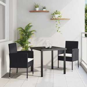 vidaXL Set de masă pentru grădină cu pernă 3 pcs Negru Rattan poli imagine