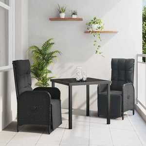 vidaXL Set de masă pentru grădină cu pernă 3 pcs Negru Rattan poli imagine
