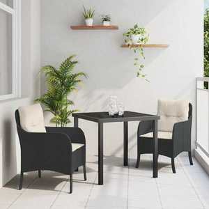 vidaXL Set de masă pentru grădină cu pernă 3 pcs Negru Rattan poli imagine