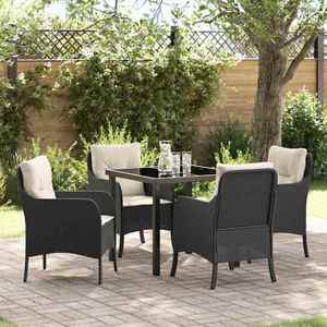 vidaXL Set de masă pentru grădină cu pernă 5 pcs Negru Rattan poli imagine