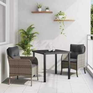 vidaXL Set de masă pentru grădină cu pernă 3 pcs Gri Rattan poli imagine