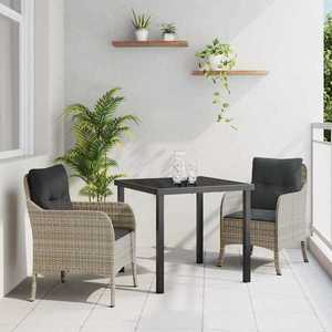 vidaXL Set de masă pentru grădină 3 pcs Gri deschis Rattan poli imagine