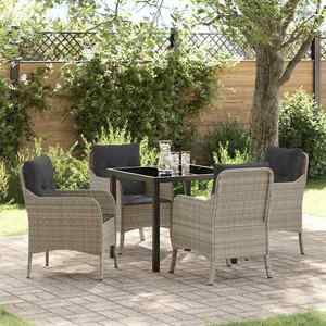 vidaXL Set de masă pentru grădină 5 pcs Gri deschis Rattan poli imagine