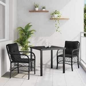 vidaXL Set de masă pentru grădină cu pernă 3 pcs Negru Rattan poli imagine