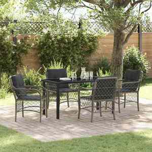 vidaXL Set de masă pentru grădină cu pernă 5 pcs Gri Rattan poli imagine