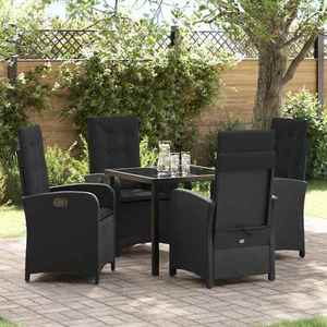 vidaXL Set de masă pentru grădină 5 pcs Negru poliratan imagine