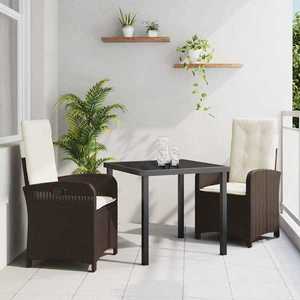 vidaXL Set de masă pentru grădină 3 pcs Maro poliratan imagine