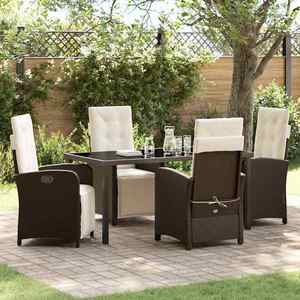 vidaXL Set de masă pentru grădină 5 pcs Maro poliratan imagine