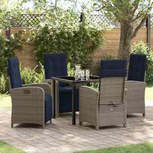 vidaXL Set de masă pentru grădină 5 pcs Gri poliratan imagine