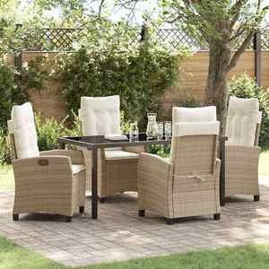 vidaXL Set de masă pentru grădină 5 pcs Bej poliratan imagine