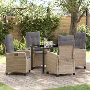 vidaXL Set de masă pentru grădină 5 pcs Bej poliratan imagine