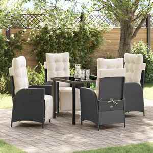 vidaXL Set de masă pentru grădină 5 pcs Negru Rattan poli imagine