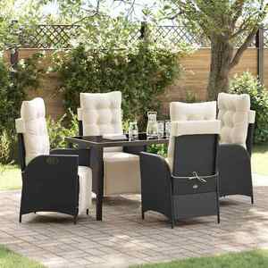 vidaXL Set de masă pentru grădină 5 pcs Negru Rattan poli imagine