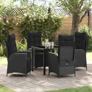 vidaXL Set de masă pentru grădină 5 pcs Negru Rattan poli imagine