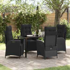 vidaXL Set de masă pentru grădină 5 pcs Negru Rattan poli imagine