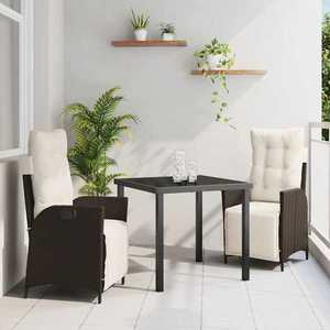 vidaXL Set de masă pentru grădină 3 pcs Maro Rattan poli imagine