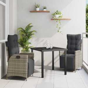 vidaXL Set de masă pentru grădină 3 pcs Gri Rattan poli imagine