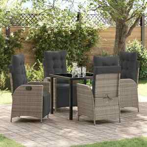 vidaXL Set de masă pentru grădină 5 pcs Gri Rattan poli imagine