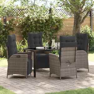 vidaXL Set de masă pentru grădină 5 pcs Gri Rattan poli imagine