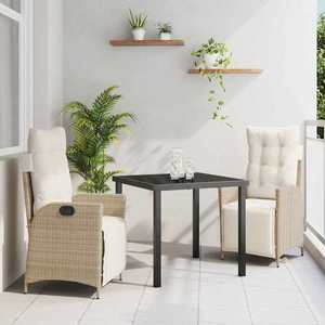vidaXL Set de masă pentru grădină 3 pcs Bej Rattan poli imagine