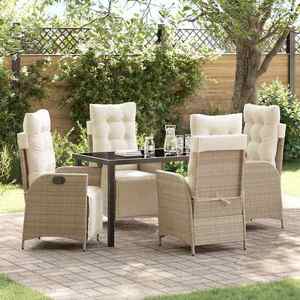 vidaXL Set de masă pentru grădină 5 pcs Bej Rattan poli imagine