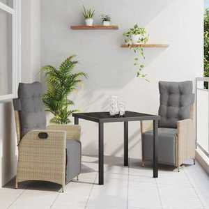 vidaXL Set de masă pentru grădină 3 pcs Bej Rattan poli imagine