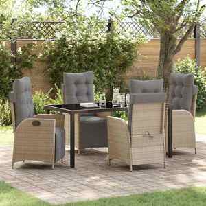 vidaXL Set de masă pentru grădină 5 pcs Bej Rattan poli imagine