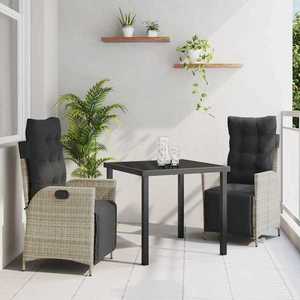 vidaXL Set de masă pentru grădină 3 pcs Gri deschis Rattan poli imagine