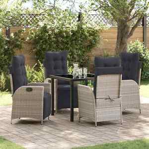 vidaXL Set de masă pentru grădină 5 pcs Gri deschis Rattan poli imagine