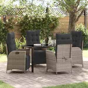 vidaXL Set de masă pentru grădină 5 pcs Gri deschis Rattan poli imagine
