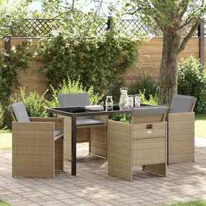 vidaXL Set de masă pentru grădină 5 pcs Bej poliratan imagine