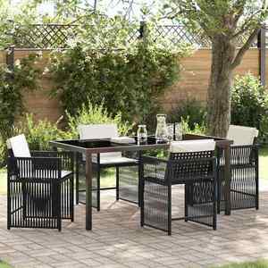 vidaXL Set de masă pentru grădină 5 pcs Negru poliratan imagine