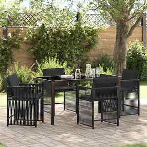 vidaXL Set de masă pentru grădină 5 pcs Negru poliratan imagine