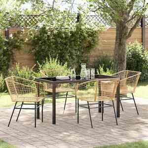 vidaXL Set de masă pentru grădină 5 pcs Maro poliratan imagine